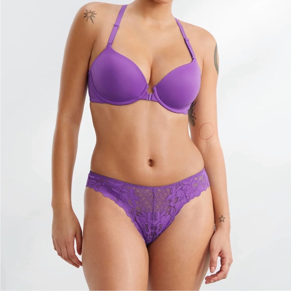Bare Necessities Purple Lace Thong Panties